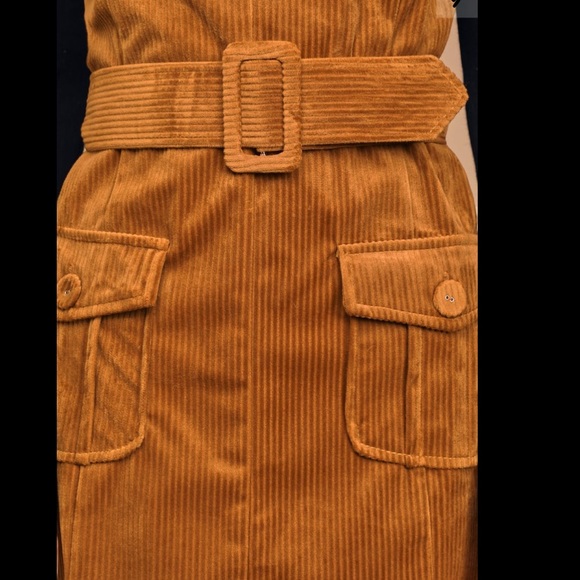 Lulus On My Way Up Brown Corduroy Belted Dress - Picture 9 of 9